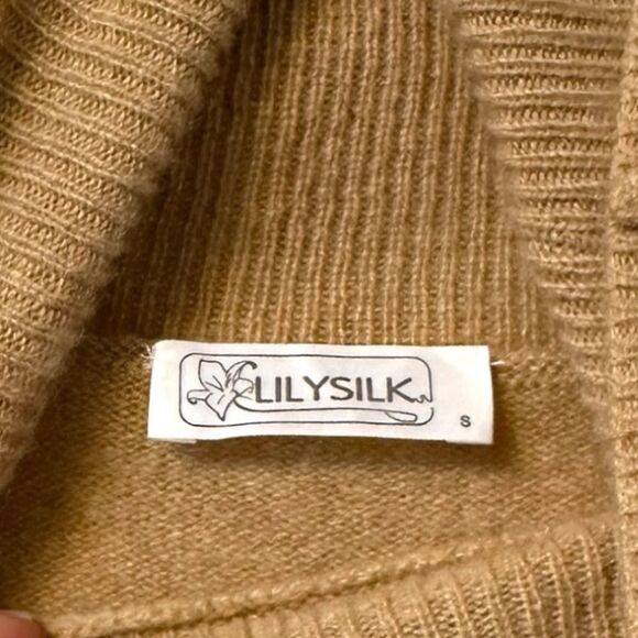 LILYSILK 100% Cashmere Turtleneck Sweater Camel Color S 4 6 - Picture 5 of 8